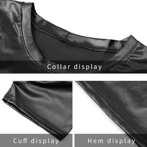 تي شيرت Berylzz نسائي ذو مظهر جلدي ورقبة دائرية وقصة ضيقة ومطاطة وبنمط قصير وصلب in Kuwait