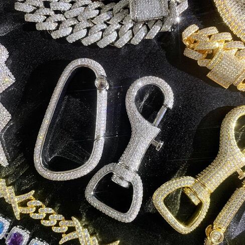 ICEDIAMOND 18K للرجال مثلج خارج السيارة حلقة تسلق سلسلة هوك حلقة، مطلية بالذهب الفاخرة زركونيا كامل حقيبة الظهر قلادة الزخرفية in Kuwait