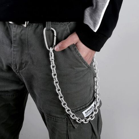 ICEDIAMOND 18K للرجال مثلج خارج السيارة حلقة تسلق سلسلة هوك حلقة، مطلية بالذهب الفاخرة زركونيا كامل حقيبة الظهر قلادة الزخرفية in Kuwait