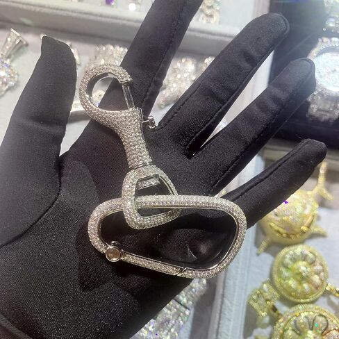 ICEDIAMOND 18K للرجال مثلج خارج السيارة حلقة تسلق سلسلة هوك حلقة، مطلية بالذهب الفاخرة زركونيا كامل حقيبة الظهر قلادة الزخرفية in Kuwait