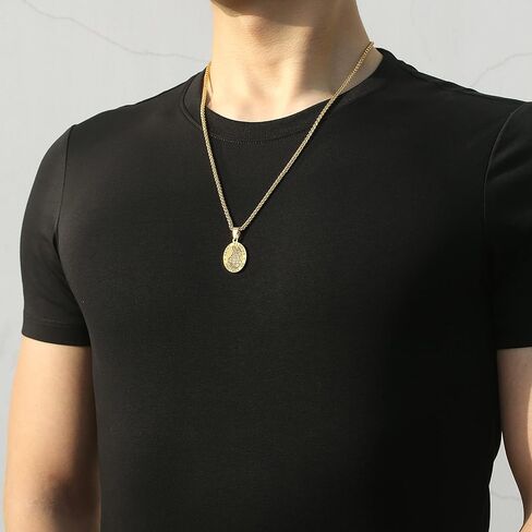 Apsvo البيضاوي سانت كريستوفر/مايكل/جوزيف/مريم العذراء/فلوريان/جود قلادة ميدالية قلادة، سلسلة القمح الكاثوليكية الفولاذ المقاوم للصدأ 24 بوصة in Kuwait