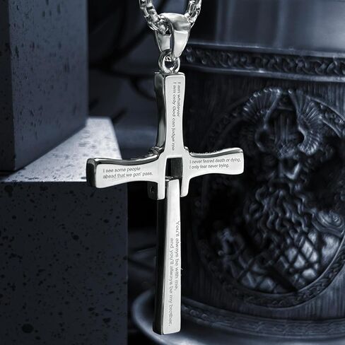 Bahamut Jesus INRI Crucifix Saint St. قلادة متقاطعة للرجال والأولاد من الفولاذ المقاوم للصدأ سلسلة رولو مجوهرات دينية in Kuwait