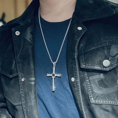 Bahamut Jesus INRI Crucifix Saint St. قلادة متقاطعة للرجال والأولاد من الفولاذ المقاوم للصدأ سلسلة رولو مجوهرات دينية in Kuwait