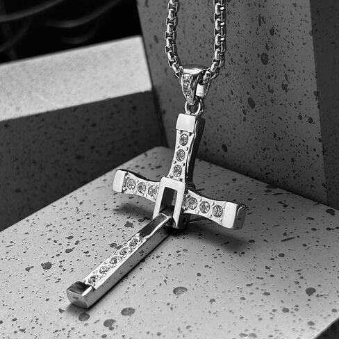 Bahamut Jesus INRI Crucifix Saint St. قلادة متقاطعة للرجال والأولاد من الفولاذ المقاوم للصدأ سلسلة رولو مجوهرات دينية in Kuwait