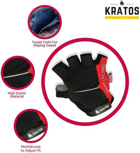 قفازات Kratos المضادة للانزلاق لركوب الدراجات للرجال والنساء، قفازات دراجة قابلة للتنفس تعمل باللمس | قفازات نصف إصبع للدراجات الجبلية لركوب الدراجات BMX ATV MTB، وسباق الطرق، والدراجات، وركوب القوارب. in Kuwait