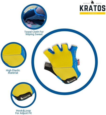 قفازات Kratos المضادة للانزلاق لركوب الدراجات للرجال والنساء، قفازات دراجة قابلة للتنفس تعمل باللمس | قفازات نصف إصبع للدراجات الجبلية لركوب الدراجات BMX ATV MTB، وسباق الطرق، والدراجات، وركوب القوارب. in Kuwait