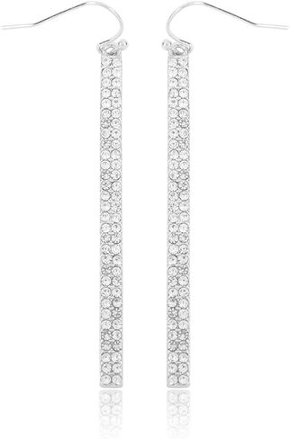 Sparkly Rhinestone CZ Lightweight Geometric Bar Statement Earrings - Multi Cubic Crystal, Acrylic Pearl Vertical Drop Dangles in Kuwait