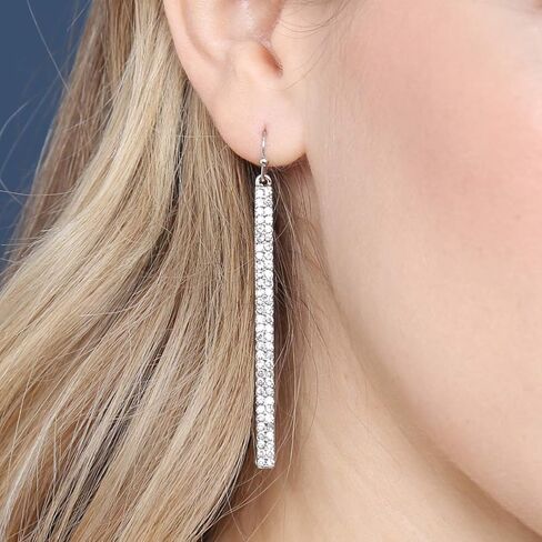 Sparkly Rhinestone CZ Lightweight Geometric Bar Statement Earrings - Multi Cubic Crystal, Acrylic Pearl Vertical Drop Dangles in Kuwait