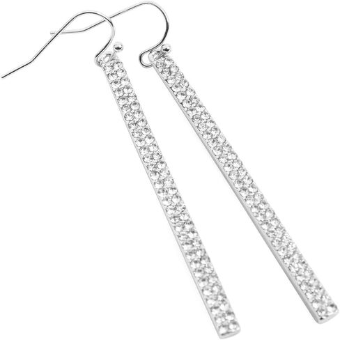 Sparkly Rhinestone CZ Lightweight Geometric Bar Statement Earrings - Multi Cubic Crystal, Acrylic Pearl Vertical Drop Dangles in Kuwait