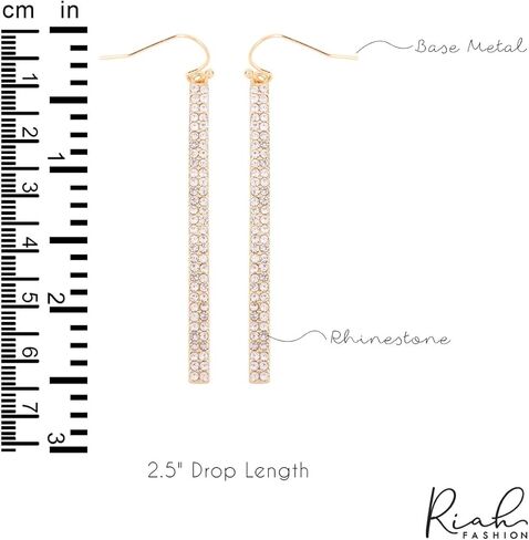 Sparkly Rhinestone CZ Lightweight Geometric Bar Statement Earrings - Multi Cubic Crystal, Acrylic Pearl Vertical Drop Dangles in Kuwait