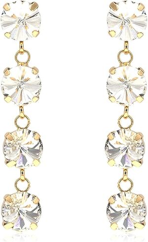 Sparkly Rhinestone CZ Lightweight Geometric Bar Statement Earrings - Multi Cubic Crystal, Acrylic Pearl Vertical Drop Dangles in Kuwait