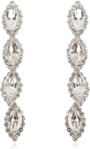 Sparkly Rhinestone CZ Lightweight Geometric Bar Statement Earrings - Multi Cubic Crystal, Acrylic Pearl Vertical Drop Dangles in Kuwait