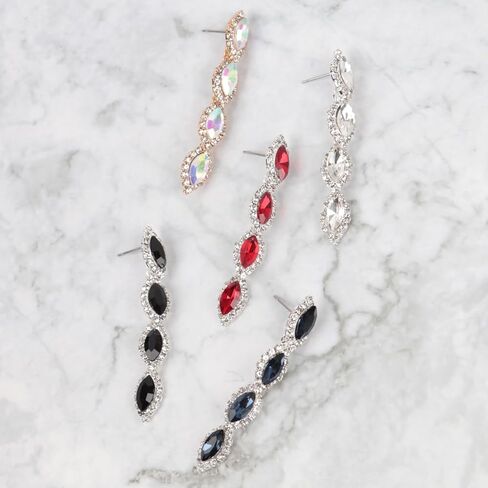 Sparkly Rhinestone CZ Lightweight Geometric Bar Statement Earrings - Multi Cubic Crystal, Acrylic Pearl Vertical Drop Dangles in Kuwait