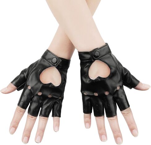 KINBOM Halloween Fingerless Faux Leather Gloves, Breathable Fingerless Gloves Cosplay Woman Accessories Short Leather Gloves for halloween Evening Party Dance (Black) in Saudi Arabia