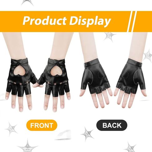 KINBOM Halloween Fingerless Faux Leather Gloves, Breathable Fingerless Gloves Cosplay Woman Accessories Short Leather Gloves for halloween Evening Party Dance (Black) in Saudi Arabia