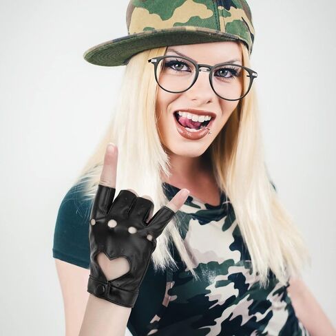 KINBOM Halloween Fingerless Faux Leather Gloves, Breathable Fingerless Gloves Cosplay Woman Accessories Short Leather Gloves for halloween Evening Party Dance (Black) in Saudi Arabia