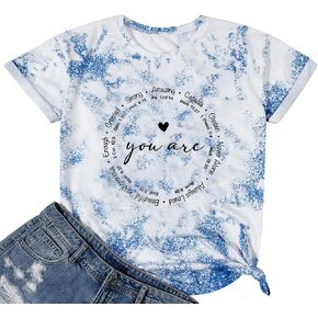 SUPEYA You are Inspiration Shirts Women Cute Heart Graphic Tee Casual Short Sleeve Blessed Saying Tops