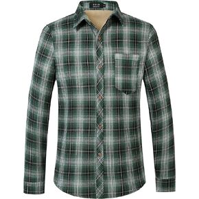 SSLR-Mens-Flannel-Shirts-Long Sleeve Button Down Shirt Fleece Lined Lightweight Plaid Casual