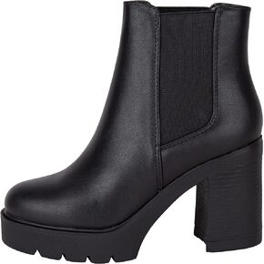 Kassie Daniela ~ Top ~ Women High Heel Lug Sole Chelsea Fashion Double Elastic Gore Ankle Boot