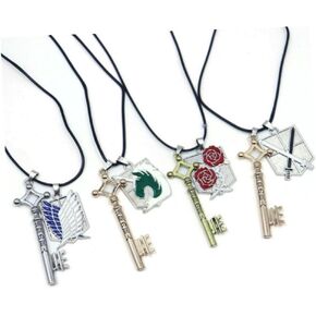 مجموعة من 4 قطع من سلاسل مفاتيح انيمي اتاك ارين جايجر بتصميم اجنحة الحرية / شفرة الحملة الصليبية/حراسة الورود/دلايات يونيكورن لإنفاذ القانون مطلية بالذهب والفضة شينجيكي نو كيوجين تيتان كوسبلاي in Kuwait