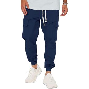 Lexiart Mens Fashion Joggers Pants Cargo Hiking Pants Drawstring Sports Long Sweatpants Workout Track Pants for Gym Training