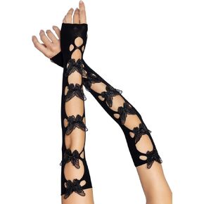 تدفئة الذراع النسائية ذات الشبكة غير الشفافة والمزخرفة على شكل فراشة من Leg Avenue