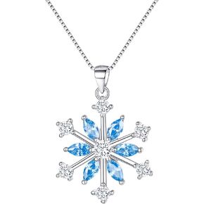 EVER FAITH Snowflake Jewerly Sterling Silver Winter Accessory Sparkle Zircon Snow Flower Pendant Necklace