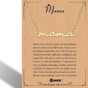 RWQIAN Adjustable Letter Necklace for Women MaMa Necklaces for Women Silver Mom Pendant Necklace Personality Gift for Mother's Day Mother's Birthday