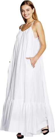 Elegance A-Line Spaghetti Strap Flowy Maxi Rideau Dress in Kuwait
