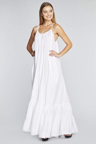 Elegance A-Line Spaghetti Strap Flowy Maxi Rideau Dress in Kuwait