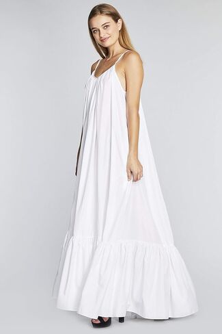 Elegance A-Line Spaghetti Strap Flowy Maxi Rideau Dress in Kuwait