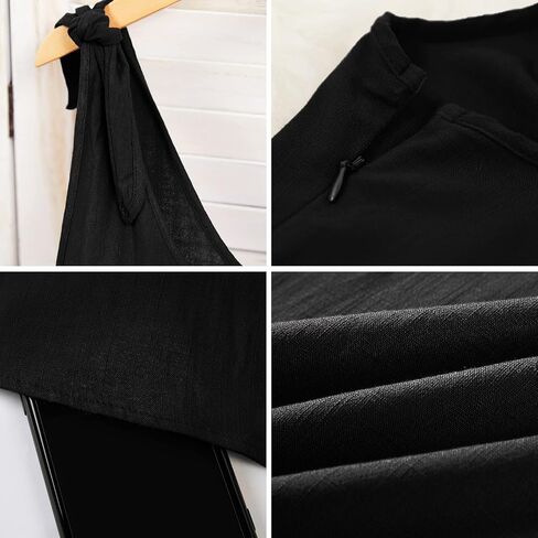 CNJFJ المرأة الصيف الكتف التعادل حزام فستان بيبي دول عادية مغرفة الرقبة ألف خط متزلج سوينغ فستان الشمس صغير أسود in Kuwait