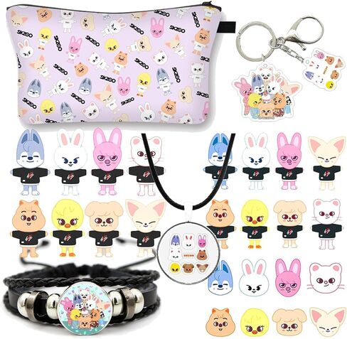 سبورتس ليكينج مجموعة هدايا ستراي كيدز ميرش تتضمن حقيبة مكياج وسلسلة مفاتيح وسوار وعقد ودبوس زر وملصقات تاتو متعددة الالوان، مقاس M in Kuwait