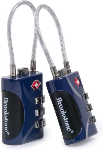 Brookstone Cable Lock - 2 Pack TSA-Approved 3-Digit Keyless Luggage Travel Lock - Resettable Combination Wire Padlock, Silver in Kuwait