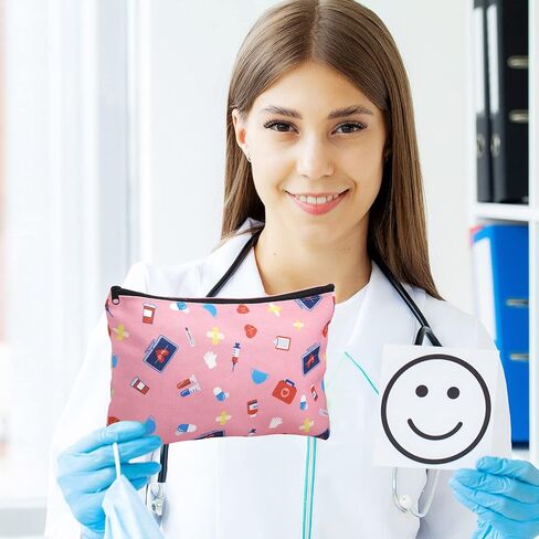 10 قطع من حقائب مكياج الممرضات هدية للممرضات، حقيبة مستحضرات تجميل قماشية بنمط ممرضة، هدية عيد الميلاد للممرضات الممارسين وطلاب التمريض، حقيبة بسحاب متعددة الاغراض لمستلزمات الممرضات المدرسية in Saudi Arabia