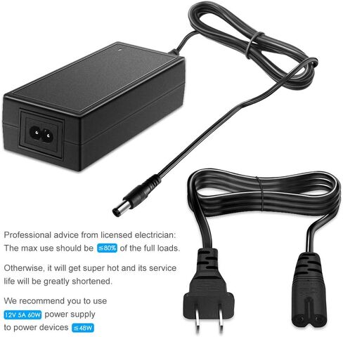 SHNITPWR 12V 5A 60W Power Supply Adapter AC DC Converter 100V~240V to 12 Volt 5 Amp Transformer 5.5x2.5mm Plug for 5050 3528 LED Strip Light 3D Printer LED Driver CCTV Security System LCD Monitor in Kuwait
