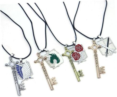 مجموعة من 4 قطع من سلاسل مفاتيح انيمي اتاك ارين جايجر بتصميم اجنحة الحرية / شفرة الحملة الصليبية/حراسة الورود/دلايات يونيكورن لإنفاذ القانون مطلية بالذهب والفضة شينجيكي نو كيوجين تيتان كوسبلاي in Kuwait