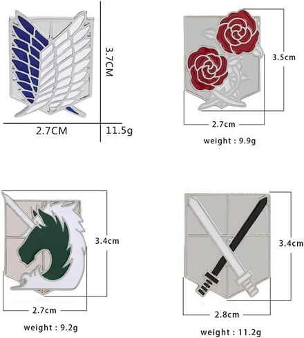 مجموعة من 4 قطع من سلاسل مفاتيح انيمي اتاك ارين جايجر بتصميم اجنحة الحرية / شفرة الحملة الصليبية/حراسة الورود/دلايات يونيكورن لإنفاذ القانون مطلية بالذهب والفضة شينجيكي نو كيوجين تيتان كوسبلاي in Kuwait
