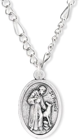 Caritas et Fides St. Francis Bless and Protect My Pet Medal Charm - 1" Medal Pendant Silver Oxidized St. Francis for Necklace, Medals for Jewelry Catholic, Made in Italy in Saudi Arabia