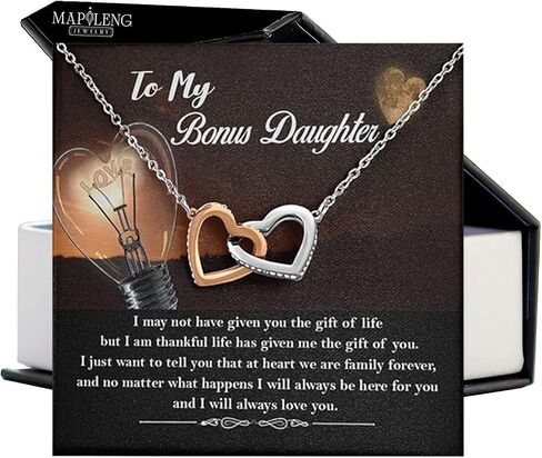 To My Bonus Daughter Necklace, Bonus Daughter Necklace, Gifts For Bonus Daughter, Step Daughter Necklace from Stepmom, Gifts For Stepdaughter, Step Daughter Gifts Love Knot Necklace On Xmas, Birthday in Kuwait