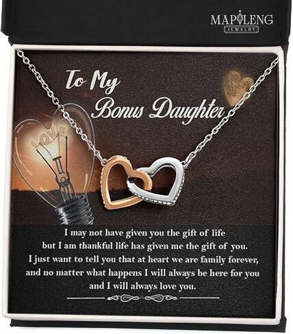 To My Bonus Daughter Necklace, Bonus Daughter Necklace, Gifts For Bonus Daughter, Step Daughter Necklace from Stepmom, Gifts For Stepdaughter, Step Daughter Gifts Love Knot Necklace On Xmas, Birthday in Kuwait