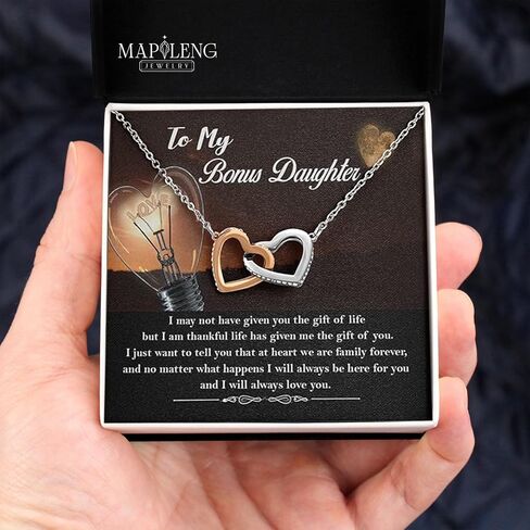 To My Bonus Daughter Necklace, Bonus Daughter Necklace, Gifts For Bonus Daughter, Step Daughter Necklace from Stepmom, Gifts For Stepdaughter, Step Daughter Gifts Love Knot Necklace On Xmas, Birthday in Kuwait