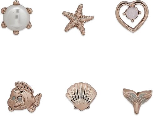 Pura Vida Rose Gold-Plated Disney Little Mermaid Stud Earring Pack - Assorted Designs, Sterling Silver Posts - 6 Studs in Saudi Arabia