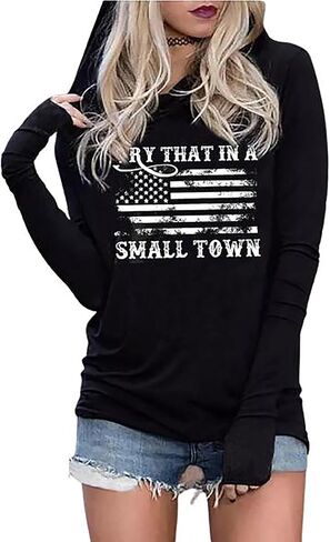 Susongeth American Flag Hoodie for Women 4th of July Patriotic Long Sleeve Shirt Independence Day USA Flag Pullover Tops in Kuwait