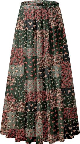 تنانير طويلة نسائية من NASHALYLY مصنوعة من الشيفون المطاطي بخصر عالٍ ومطويات على شكل حرف A in Kuwait