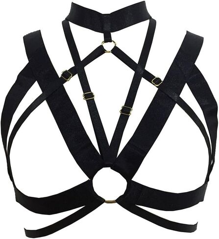 Body Harness Bra cage Plus Size Women's Adjustable Punk Gothic Festival Rave Photography Dance Accessories Clothing (Black-O0258) in Kuwait