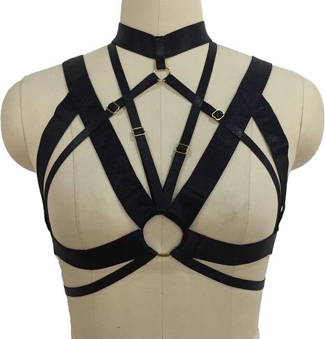 Body Harness Bra cage Plus Size Women's Adjustable Punk Gothic Festival Rave Photography Dance Accessories Clothing (Black-O0258) in Kuwait