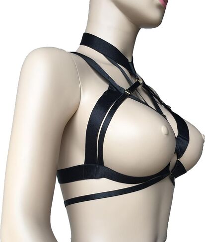 Body Harness Bra cage Plus Size Women's Adjustable Punk Gothic Festival Rave Photography Dance Accessories Clothing (Black-O0258) in Kuwait