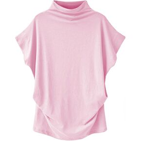 LYANER Women's Casual Mock Neck Ruffle Short Sleeve Summer Blouse Shirt Top in Kuwait