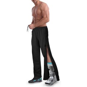 Men's Tearaway Pants for Post Surgery 2 Side Velcro Breakaway Open Bottom Sweatpants Women Loose Fit Rip Off Cotton Pants